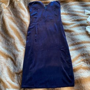 Navy Blue Strapless Cocktail Dress